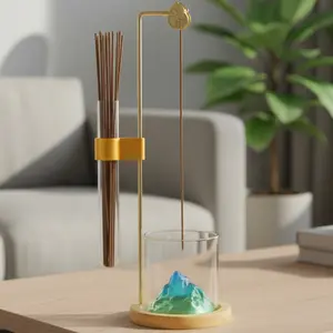 Feng Shui Zen Mountain Candle Holder with Storage Tube, Ideal Aromatherapy Decor for Living Room & Bedroom, Meditation and Home Decoration