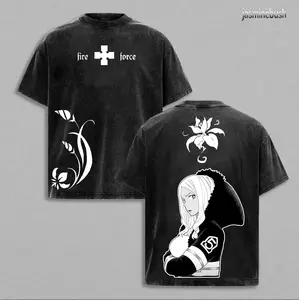 Hibana Fire Force Company 5 Vintage Washed T-Shirt, Captain Hibana Graphic Tee, Oversized Heavy Cotton Anime Top, Retro Manga Streetwear, Gift for Fire Force Fans