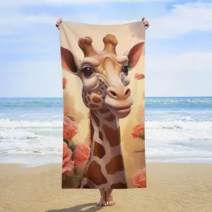 Giraffe and Roses Beach beach towel Microfiber Absorbent Quick Dry Thin Sand Free beach towels Valentines Decorations Bath  beach towel for Women Men Adults Pool Sports beach towel 30x63 Inch