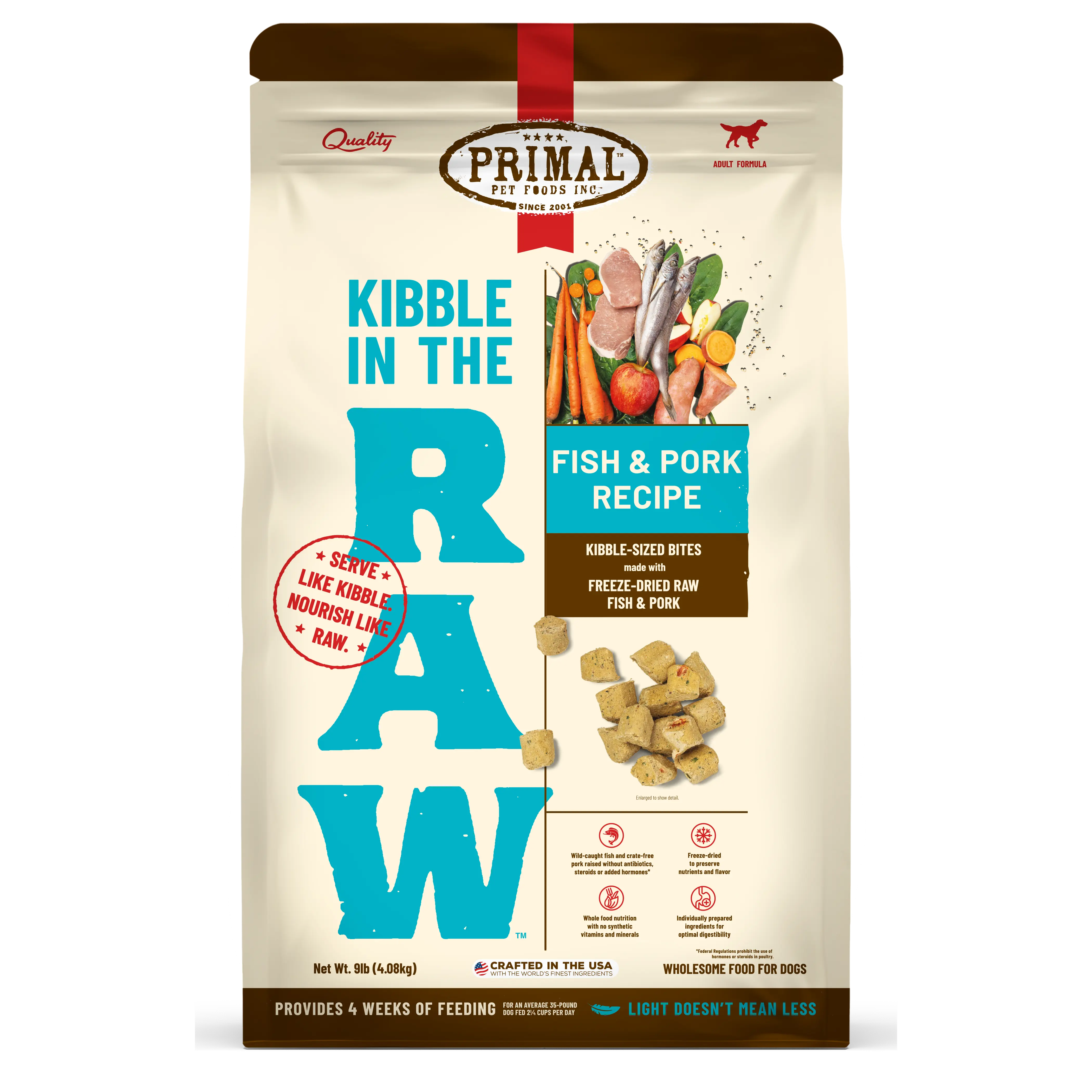 Kibble in the Raw Dog Food - Fish & Pork Recipe