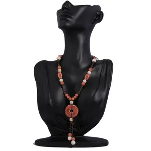 Vintage Ethnic Style Long Sweater Necklace, Women's Chinese Style Classical Handmade Ceramic Pendant Jewelry, Charming Fashion Accessory