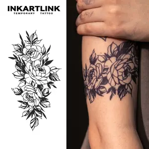 INKARTLINK Tattoo Tech, 2 Sheets Semi-Permanent Temporary Tattoos ,Blooming Cascade,Adult Art Design,Lasts 1-2 Weeks, Waterproof, Realistic Look, No Adhesive, No Reflection,For Man And Woman,Ideal for Swimming, Party