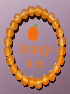 8mm Orange Jade Cat Eye Crystal Bracelet, Adjustable Elastic Charm Bracelet for Women Men, Dainty Confidence Luck Positive Energy Jewelry Gift