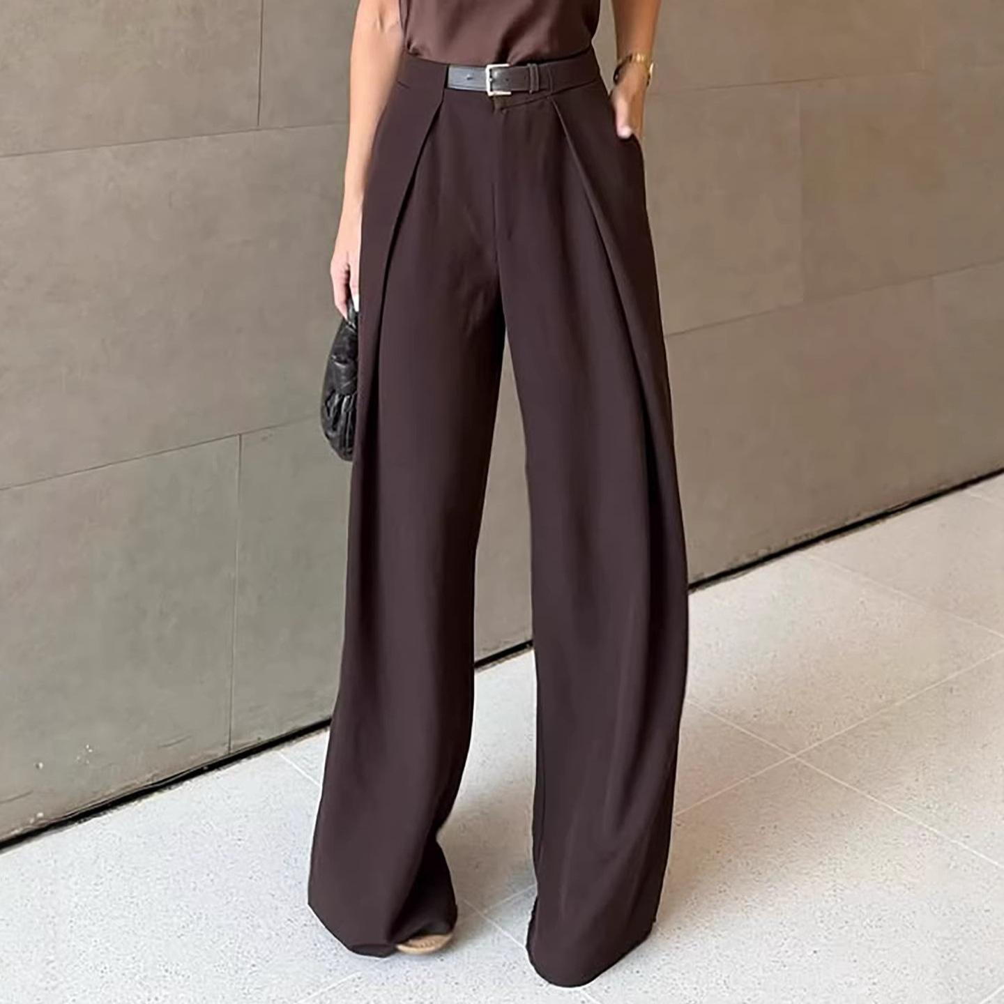 Spring/Summer New 2026 Fashionable and Elegant Commuting Casual Solid Color Women's Loose Curved Pants