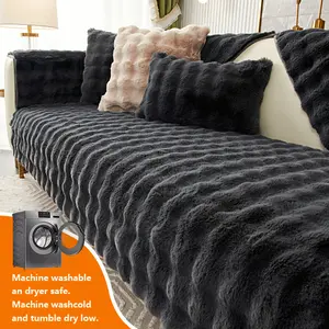 sofa cover Soft Plush Sofa Cushion Cover, Elastic Sofa Slipcover, Pet-Friendly Winter Protector, Furniture Protection for Living Room Bedroom Office