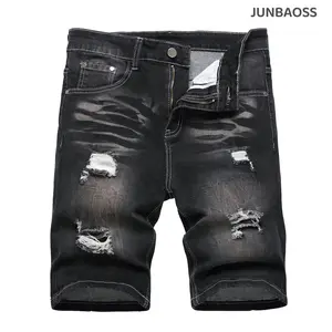 JUNBAOSS Men's Slim Fit Stretch Denim Shorts Ripped Skinny Jean Shorts for Men, Fashion Straight Comfort Flex Waist Short Jean