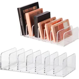 Makeup Palette Organizer,Acrylic Eyeshadow Palette Pallet Holder,7 Sectons BPA Free Divided Make Up Blush,Contour Storage Holder Cosmetic Eye Shadow Display Stand Clear Rack Vanity Holder-2Pcs