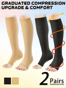 Open Toe Zipper Compression Socks, Knee High Sports Socks for Women & Men, Sports Socks for Cycling, Running, Hiking, Travel