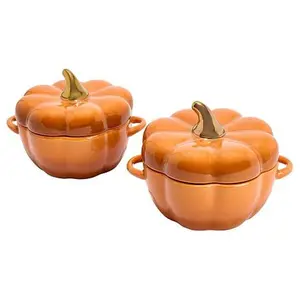 KitchenHQ 2-pack 14 oz. Pumpkin Stoneware Casseroles