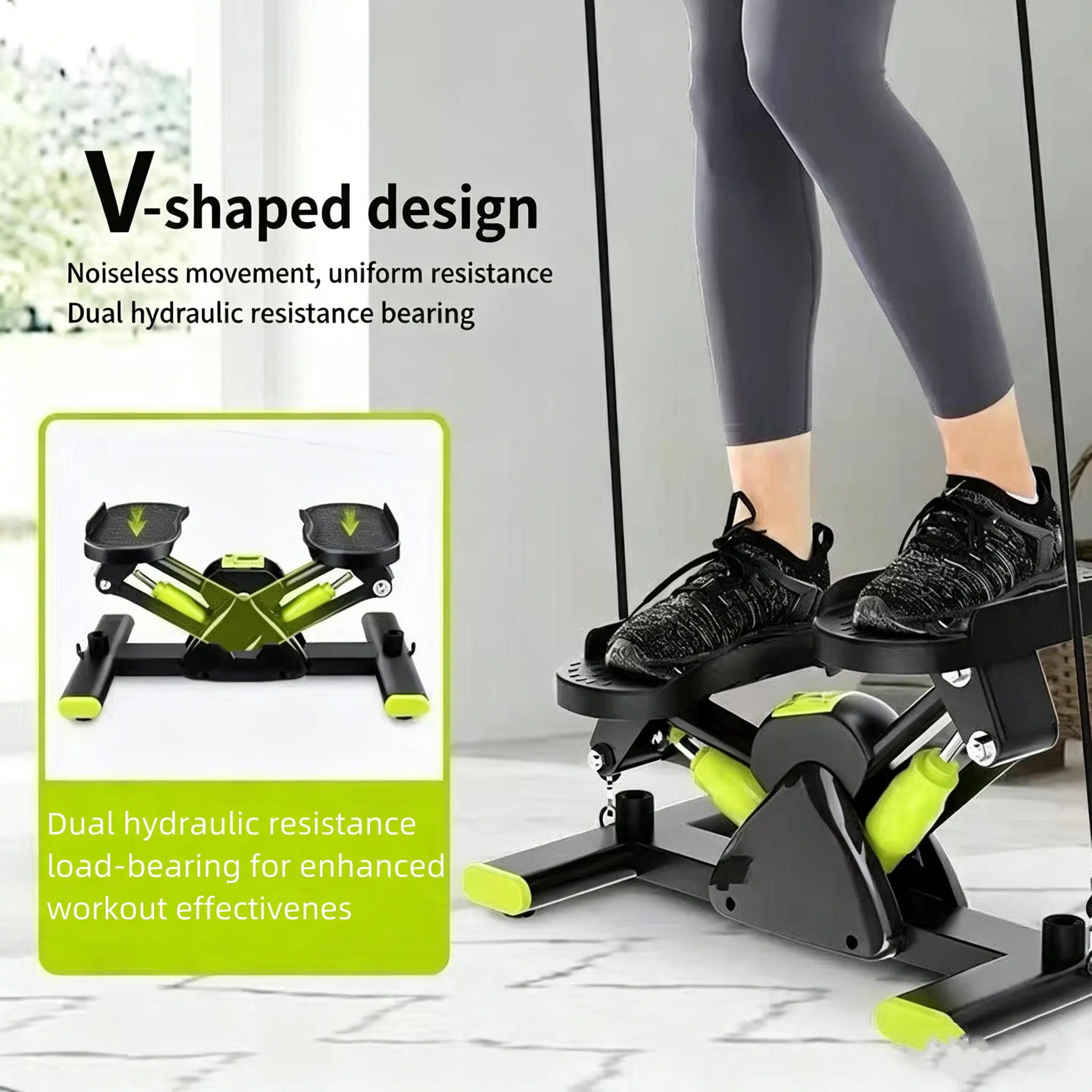 20-Minute Daily Fitness Stepper Quiet Mini Exercise Stepper with Resistance Bands, Sturdy Stair Climber for Low-Impact Full Body Workout, Space-Saving Home Gym Equipment for Beginners & All Fitness Levels Waist Twist and Core Ab Machine