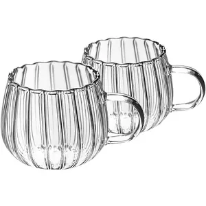 Clear Classic Glass Halloween Cups with Handle 12 Oz- Heat-Resistant Cute Pumpkin Coffee Mugs for , Office, Party Drinking Cups Microwave Safe (2Pcs)