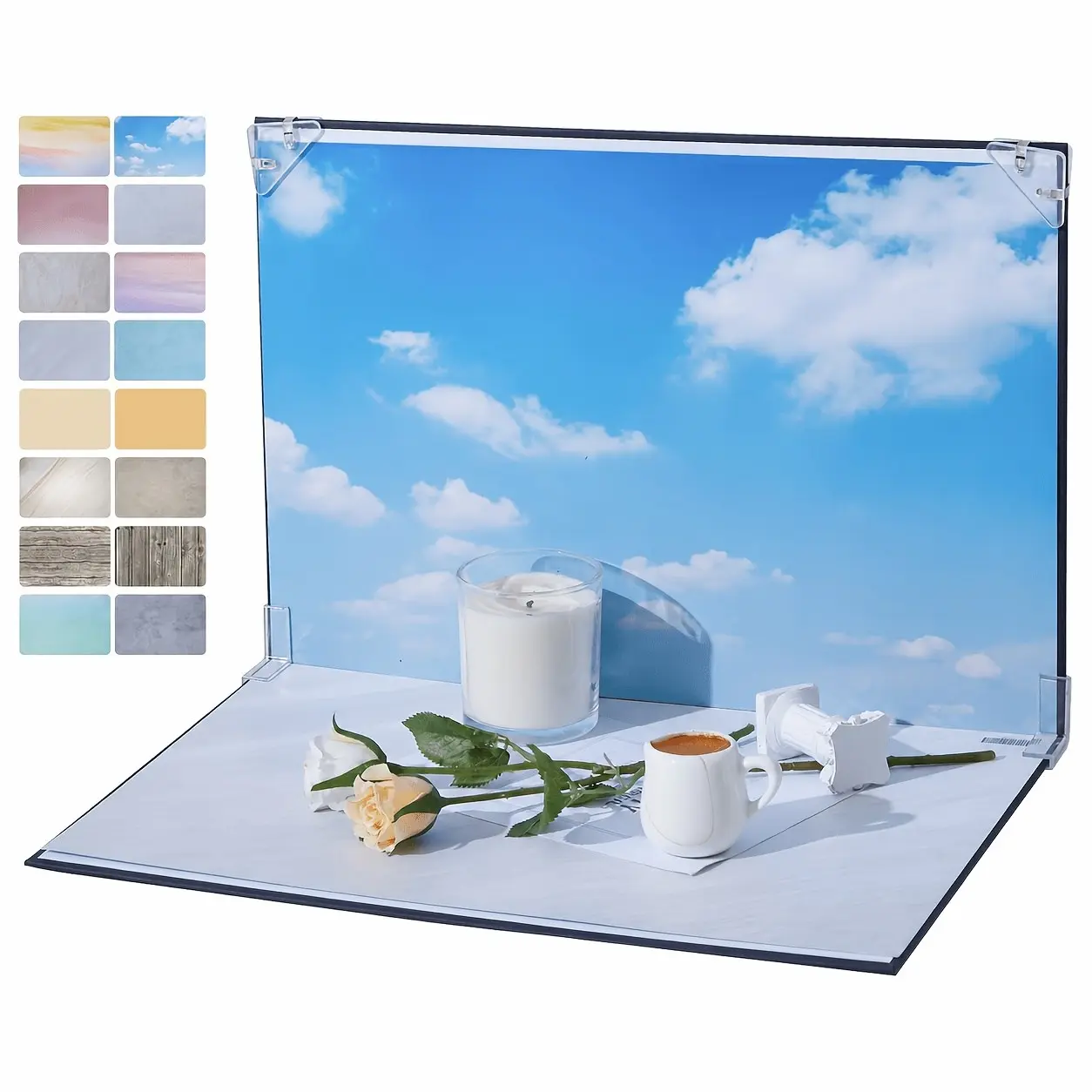 16x11.5 Inch Photo Backdrop Board, 8pcs Double Side Flat Lay Backdrop Paper, Sky Series Product Photography Backdrop Kit For Props, Food Jewelry Cosmetics, Small Content Creator Backdrops