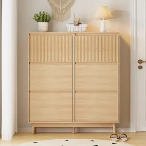 VOWNER Shoe Cabinet with 6 Flip Drawers, Classic Slim Shoe Organizer with Adjustables Shelves and Removeable Dividers, for Heels, Boots, for Entrance, Hallway, Living Room