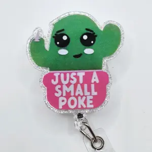 Just a Small Poke Cute Cactus for Nurses and Phlebotomists Acrylic Retractable Badge ID Reel Belt or Alligator Clip hospital worker