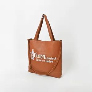Everyday Rodeo Genuine Leather White Embroidered Tote Bag | Houston Livestock Show and Rodeo