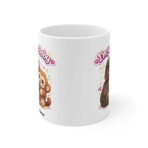 Punch the Monkey with Plush Emotional Support Monkey Mug | Viral Meme Coffee Cup
