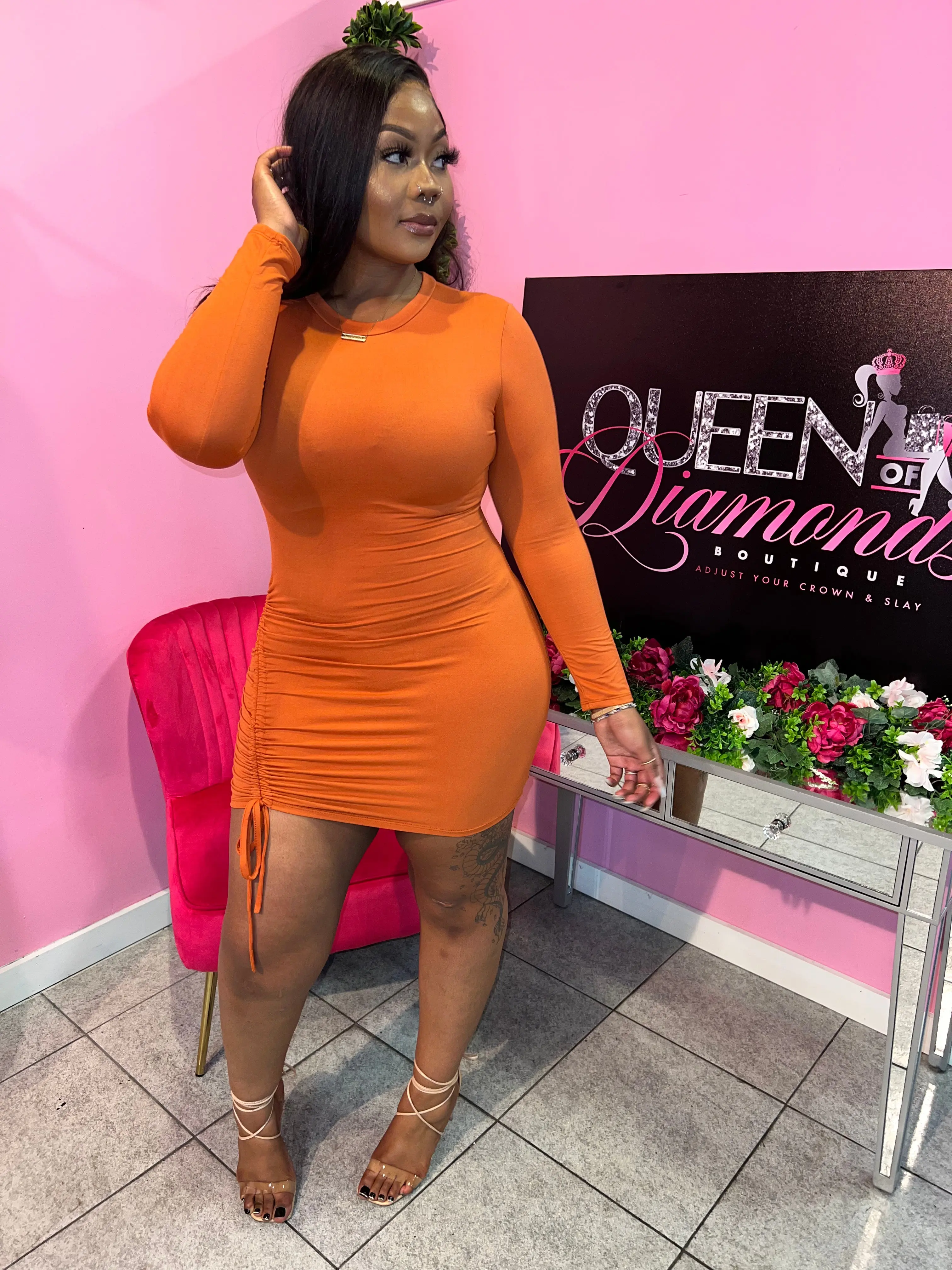 Cherish Dress - Rust