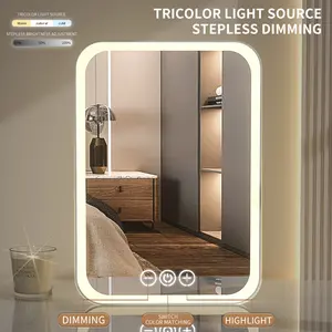 Christmas Gift Vanity Mirror with Lights, LED Makeup Mirror with Dimmable 3 Color Modes, Touch Screen Control Desk Mirror