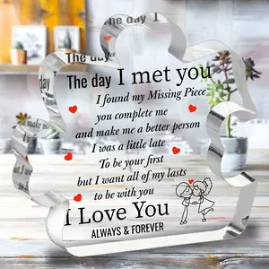 Acrylic Puzzle Logo I Love You, Thoughtful Message, Ideal Valentine's Day Gift, Unique Present for Loved Ones, Acrylic Photo Plaque, Home Decor Gifts