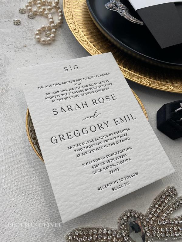 Black and White Letterpress Wedding Invitations | Black Invitations |  Style 1408