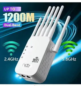 1200Mbps Dual Band WiFi Extender withEthernet Port,Boosts 5GHz/2.4GHz Signalsfor Up to 10,000 sq. ft Coverage wifiextender