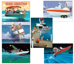 Stonehouse Collection Boat Christmas Card Variety Pack - 24 cards & envelopes
