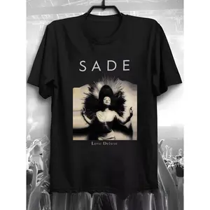 Men's "Sade" Graphic Cotton T-Shirt - Oversized Crewneck, Short Sleeve, Black with White Print, Casual Fit, Machine Washable Fabric Menswear