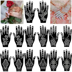 14 Sheets Henna Tattoo Stencils Kit for Hand Body Art, Indian Arabian Temporary Tattoo Template Mehndi Stencil Stickers