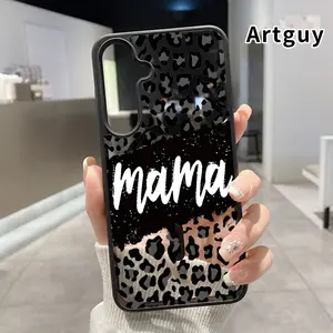 Phone Case Compatible with Samsung Galaxy S24 Plus S25 S23 FE S22 Ultra S22+Mama Leopard Magnetic Acrylic Hard Back Soft TPU Edge Four Corners Bumper Shockproof Cover for Girl