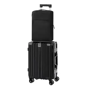 USB Charging Backpack Included, 20 Inch Black Aluminum Frame Suitcase Luggage Set, Anti-Shock Reinforced Corners, Organized Interior Carry On Business & Weekend Travel Set