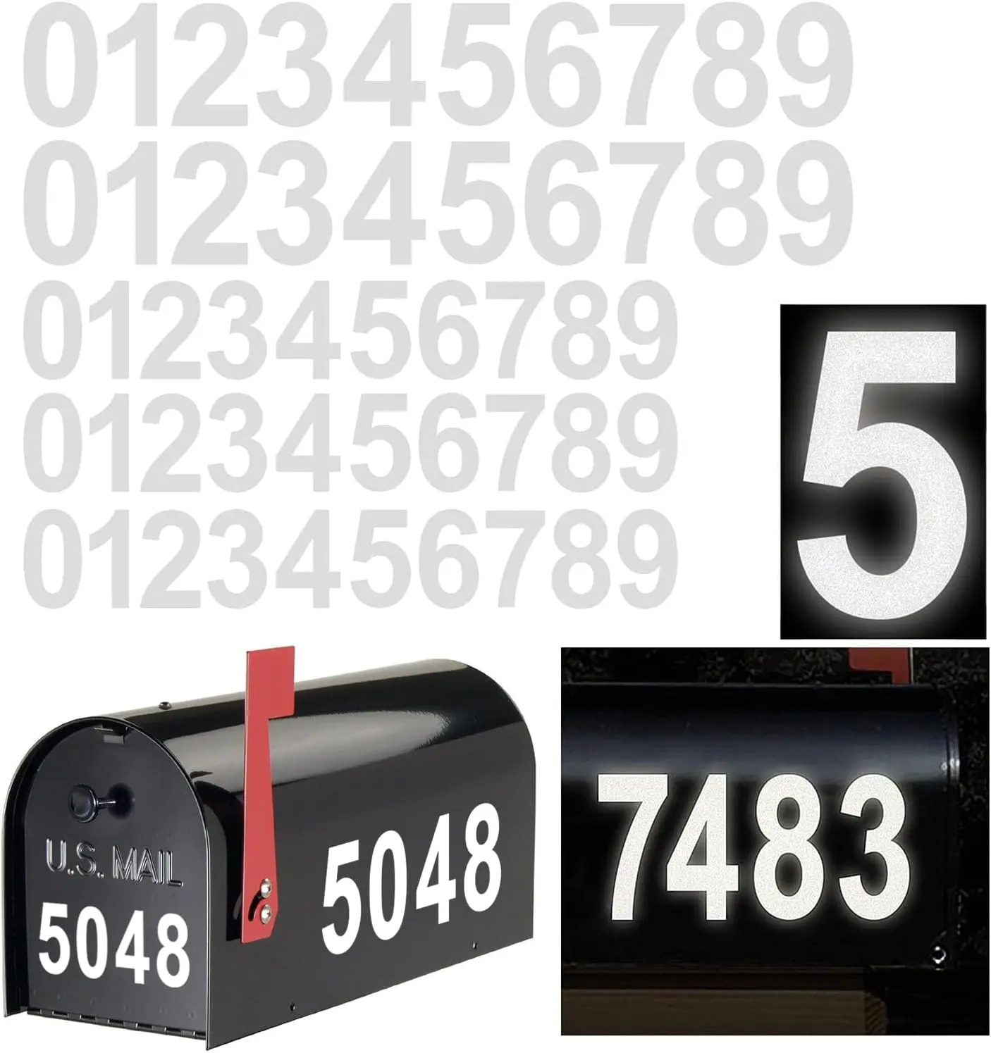 Reflective Vinyl Mailbox Number  - , Self-Adhesive, Classic Style (3" & 4")