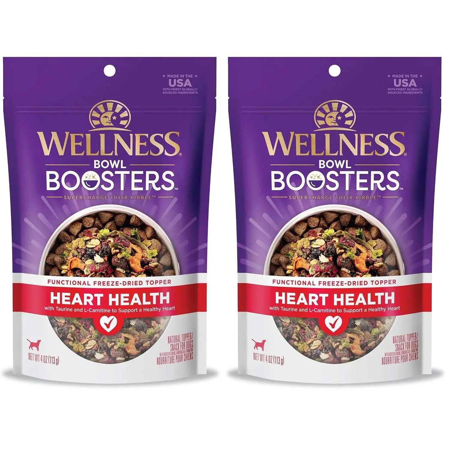 Wellness Bowl Boosters Digestive Health Dog Food Topper with Freeze Dried Pieces for Small, Medium, and Large Breeds, Sensitive Stomach, Grain Free, Natural, Chicken Recipe, 4 oz Bag