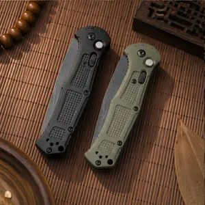 BM9070 CLA Utility Button Lock Folding KnifeD2 Steel Battlewash Blade BladeNon-slip Nvlon Fiber Handle MultifunctionaCutlery Tool for Outdoor Fishing Camping EDC Tool