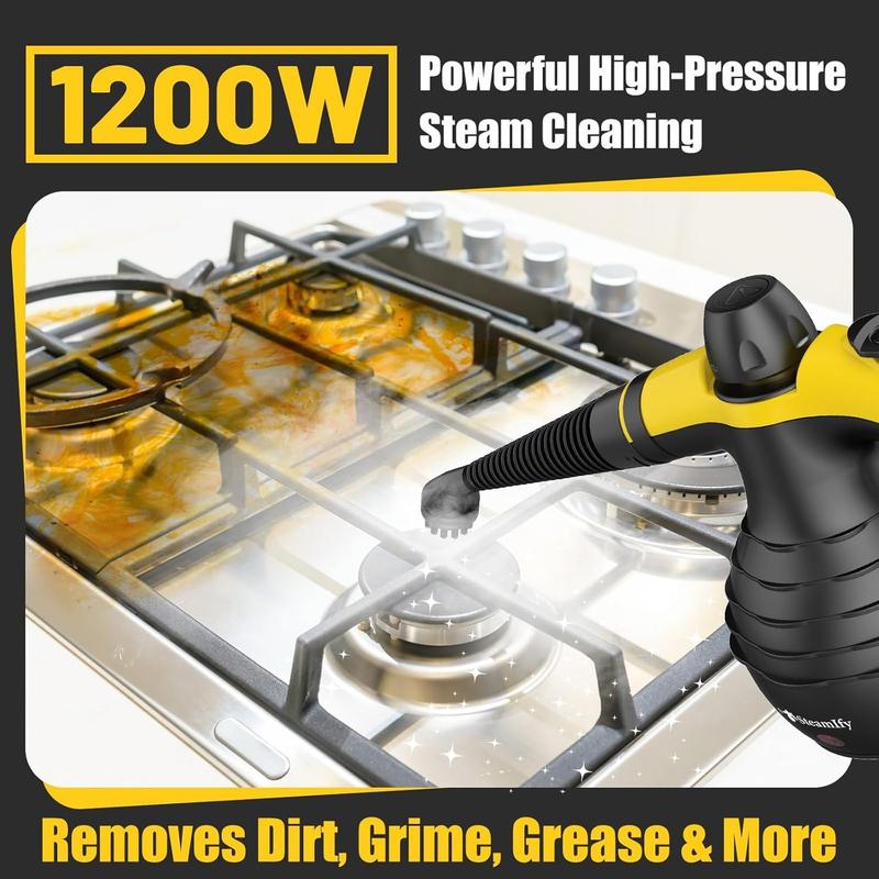99% Sterilization Handheld Steam Cleaner with 10 Attachments - High-Pressure, Fast Heat-Up for Cars, Grout, Bathrooms, Upholstery - Large Tank, Safety Lock, No Chemical Residue, Includes Nylon Brushes & Squeegees, Steam Cleaner for Car