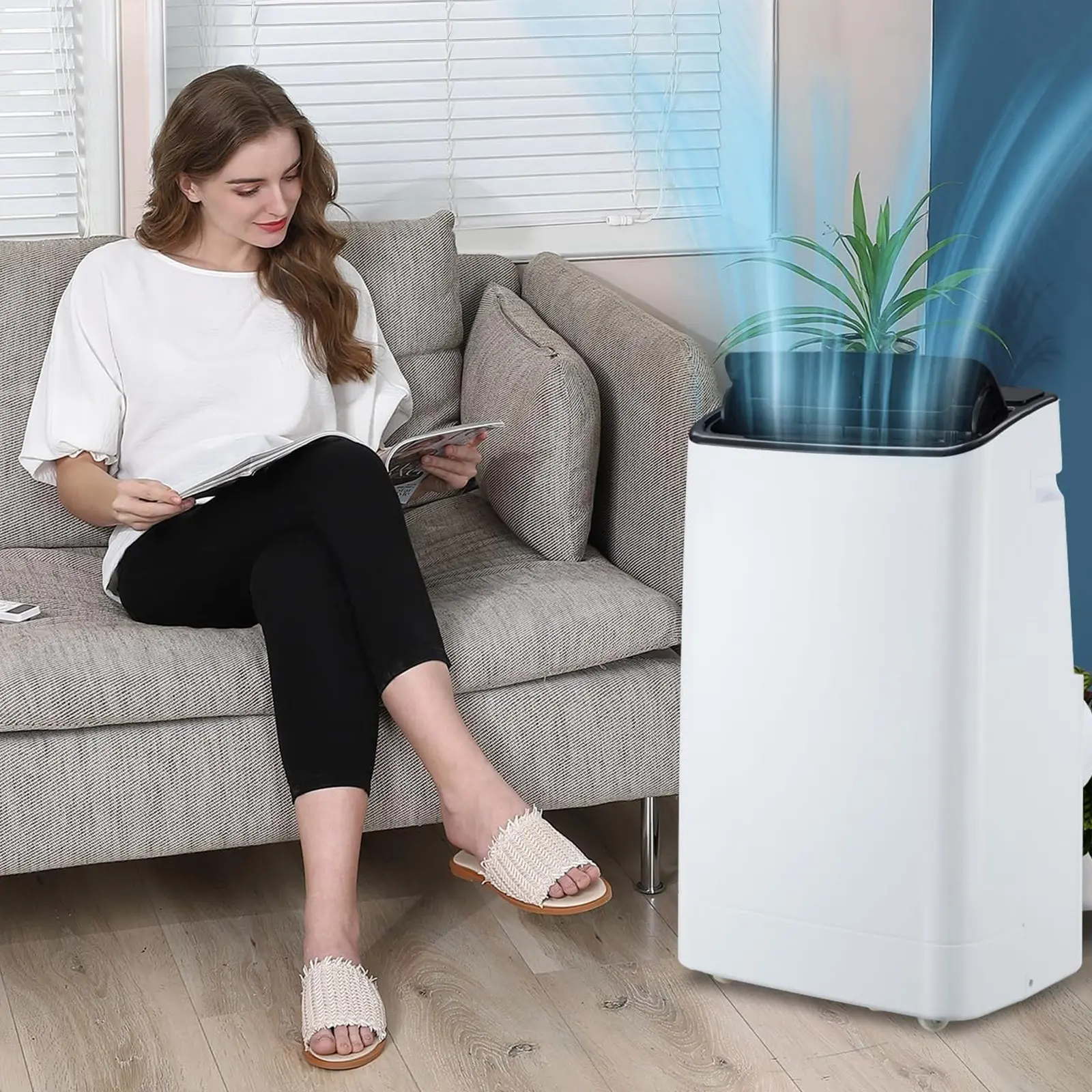 14000 BTU Portable Air Conditioner - 3-in-1 Ultra-Quiet AC/Dehumidifier/Fan for 750 Sq.Ft Rooms, 24H Timer & Sleep Mode with Window Kit (White)