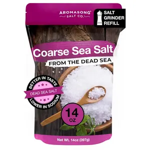 Aromasong 14 Oz Extra Coarse Unrefined Dead Sea Salt - Organic Mineral Sea Salt with Rich Flavor for Cooking, Seasoning