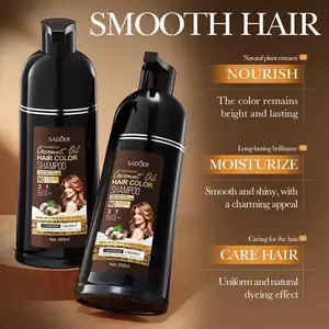 3-in-1 color-developing shampoo, natural plant formula with herbal ingredients, quickly covers gray hair, ammonia-free plant-based hair dye and beard dye, unisex, 500 ml hair care product Haircare Nourishing