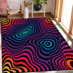 Mind-Blowing Optical Illusion Carpet – Vibrant Color Decor for Living Room/Bedroom, Abstract Area Rugs, THIS TRIPPY WAVY RUG HITS DIFFERENT!