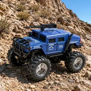 Tactical Blue RC Military Truck Toy, 2.4GHz Wireless Remote Control Off-Road Crawler with LED Lights, Durable Shockproof RC Vehicle for Kids, Perfect for Birthday, Holiday & Party Gifts