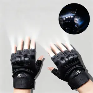 LED Flashlight Gloves,Half Finger Lighted Gloves,Adjustable Wrist Strap,Flashlight Gloves with 8 LED Cool Gadget Finger Lights for for Camping Fishing Repairing,Cycling,Running Camping,Christmas Birthday Gifts for Men and Women