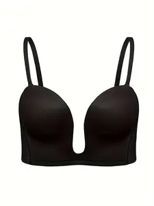 HOT Plus Size Deep Plunge Strapless Bra Multiway Push Up Low-Cut Wirefree Padded Bra