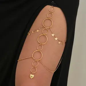 Vacation Multi-layer Geometric Elastic Butterfly Thigh Chain for Women Personality Trendy Body Chain Birthday Gift for Women