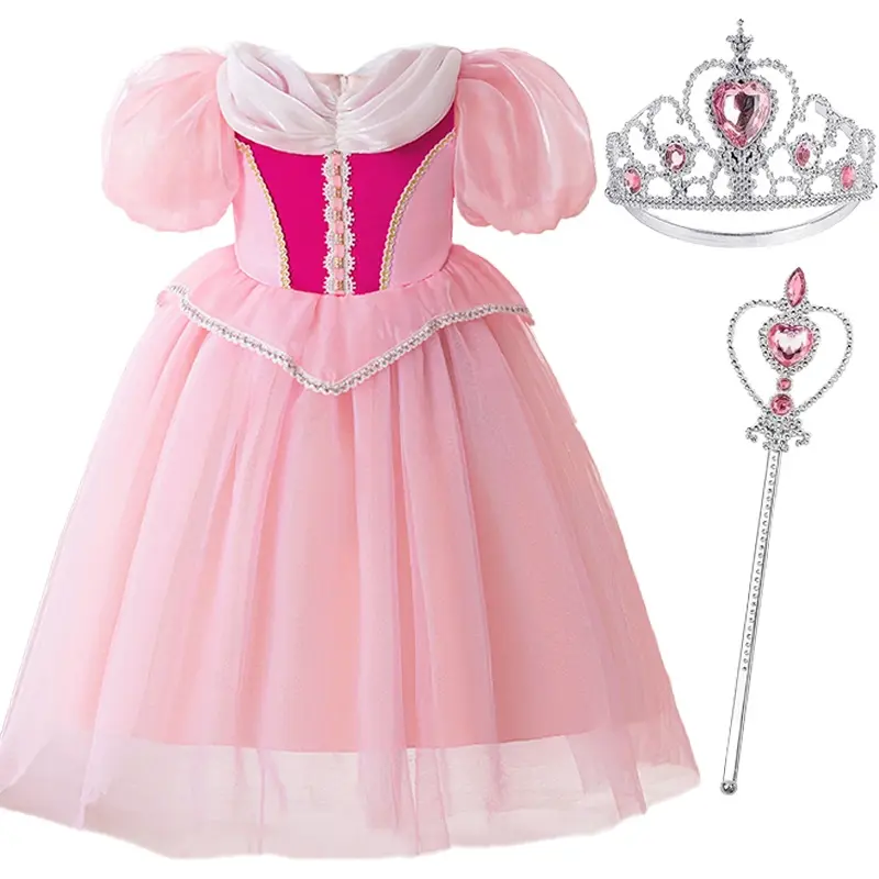 044( Dress + all accessories )Girls Summer Dress Princess Clothes Children Costume Party Cosplay Dress Baby Girl Princess Dress For Girls Birthday Party