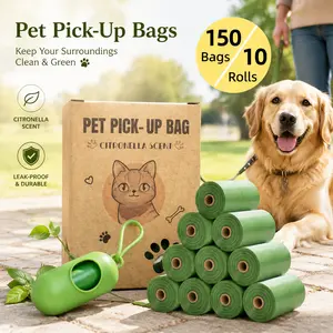 150 Count Biodegradable Pet Waste Bags for Dogs Cats, Strong Leak Proof Poop Bags, Easy Tear Rolls, Fits Dispensers for Daily Walks Yard Cleanup and Travel Use