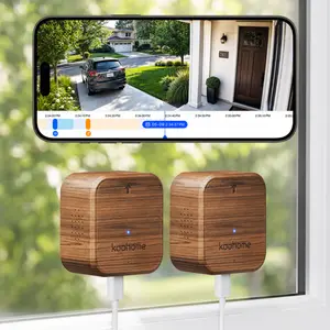 Koohome 3K Window Security Camera, Walnut Wood Design & Magnetic Mount, Full-Color Night Vision, Free Cloud Storage, SD Card Slot, Dual-Band WiFi, Motion & Person Detection, 24/7 Recording, Easy Setup for Home & Apartment
