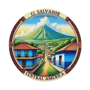 2D Flat, 1pc El Salvador Vista Vintage Americana Round Metal Sign - 8.8 Inch Aluminum Wall Art with Vibrant 2D Flat Print, Door Mount for Home, Cafe, Garden & Party Decor, 2D Flat