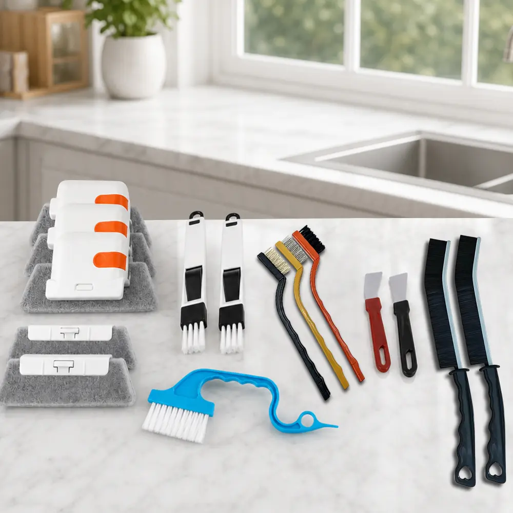 15 Pieces Crevice Cleaning Brush Set, Grout Cleaner Brush for Deep Cleaning Gap, Hard Bristle Scrub Brushes Tools, Cleaning Supplies for Household Use, Bathroom, Kitchen, Toilet, Window