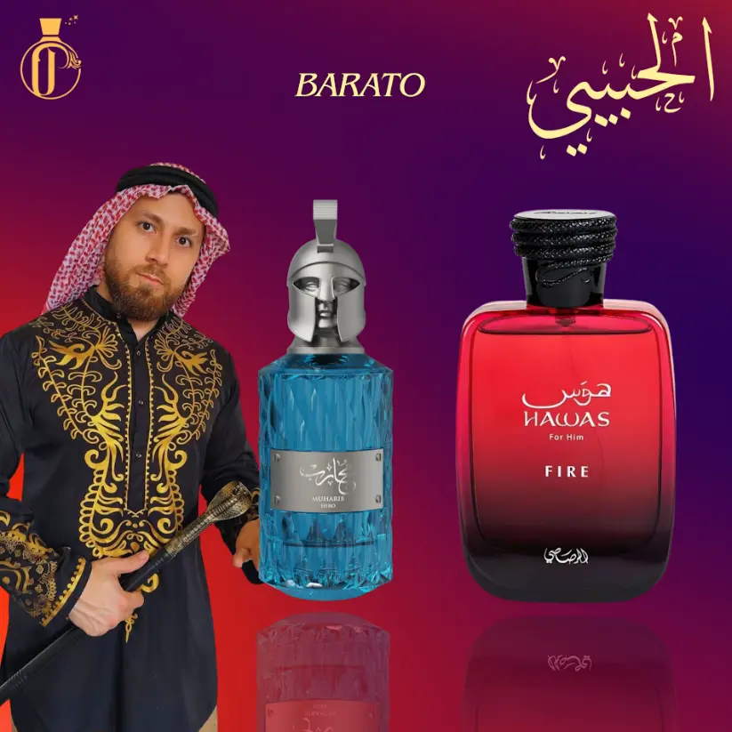 El Habibi Barato Bundle - Multi-Pack - Muharib Hero + Hawas Fire, 100 mL Per Bottle, Aromatic, Woody-Aroma, Green Mandarin Notes