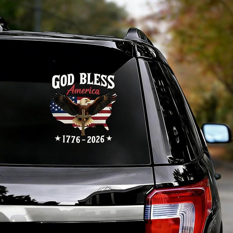 USA 250th Anniversary Car Decal 1776-2026, God Bless America Sticker with Bald Eagle, Cross & Flag, Waterproof Vinyl for Trucks, RVs, Laptops, 3 Sizes (6"/8"/12"), 2026 Sestercentennial Commemorative Veteran Gift, Patriotic Window Sticker summerwins USA 250th Anniversary Car Decal 1776-2026, God Bless America Sticker with Bald Eagle, Cross & Flag, Waterproof Vinyl for Trucks, RVs, Laptops, 3 Sizes (6"/8"/12"), 2026 Sestercentennial Commemorative Veteran Gift, Patriotic Window Sticker summerwins