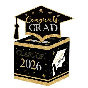 Graduation Cap Money Box for Parties, Fun Cash Gift Surprise, 50 Transparent Bags Included, Perfect for Kids and Adults, Graduation Gifts